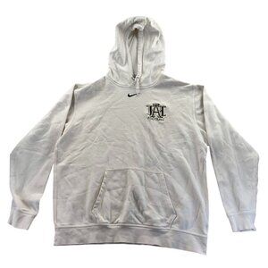 Nike Mens Hoodie Sweatshirt Large Pullover Athletic Football White Embroidered